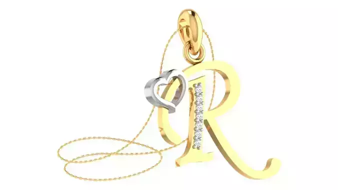 R Alphabet Pendant R Heart Pendant 3D print model