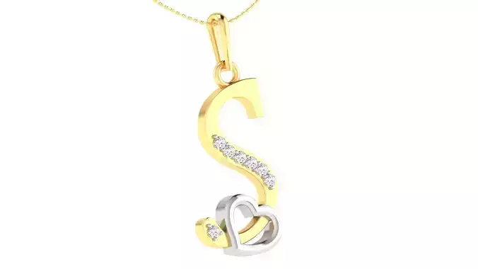 S Alphabet Pendant S Heart Pendant 3D print model