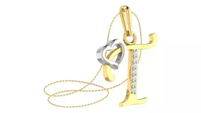 T Alphabet Pendant T Heart Pendant 3D print model