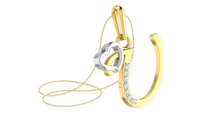 U Alphabet Pendant U Heart Pendant