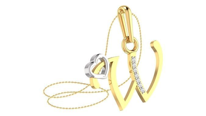 W Alphabet Pendant W Heart Pendant 3D print model
