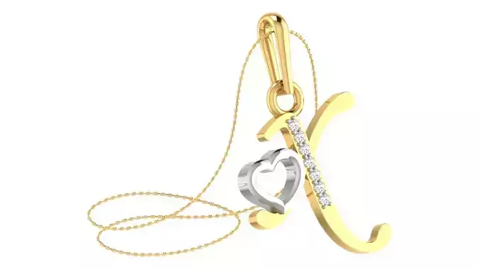 X Alphabet Pendant X Heart Pendant
