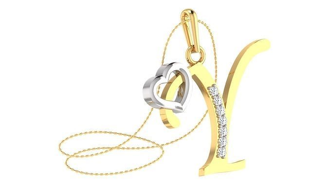 Y Alphabet Pendant Y Heart Pendant 3D print model