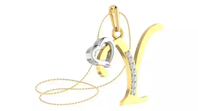 Y Alphabet Pendant Y Heart Pendant