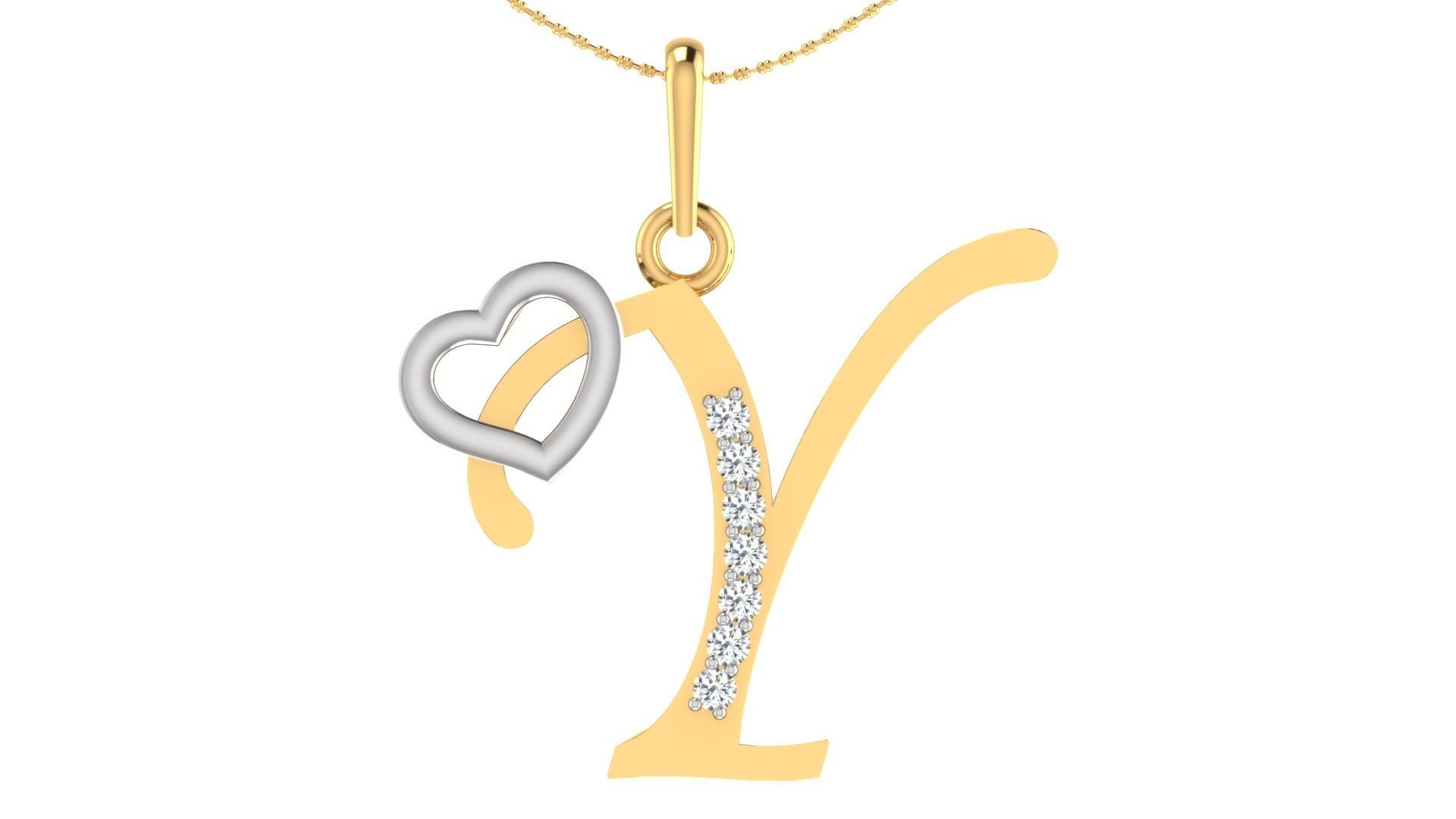 Y Alphabet Pendant Y Heart Pendant 3D print model_3