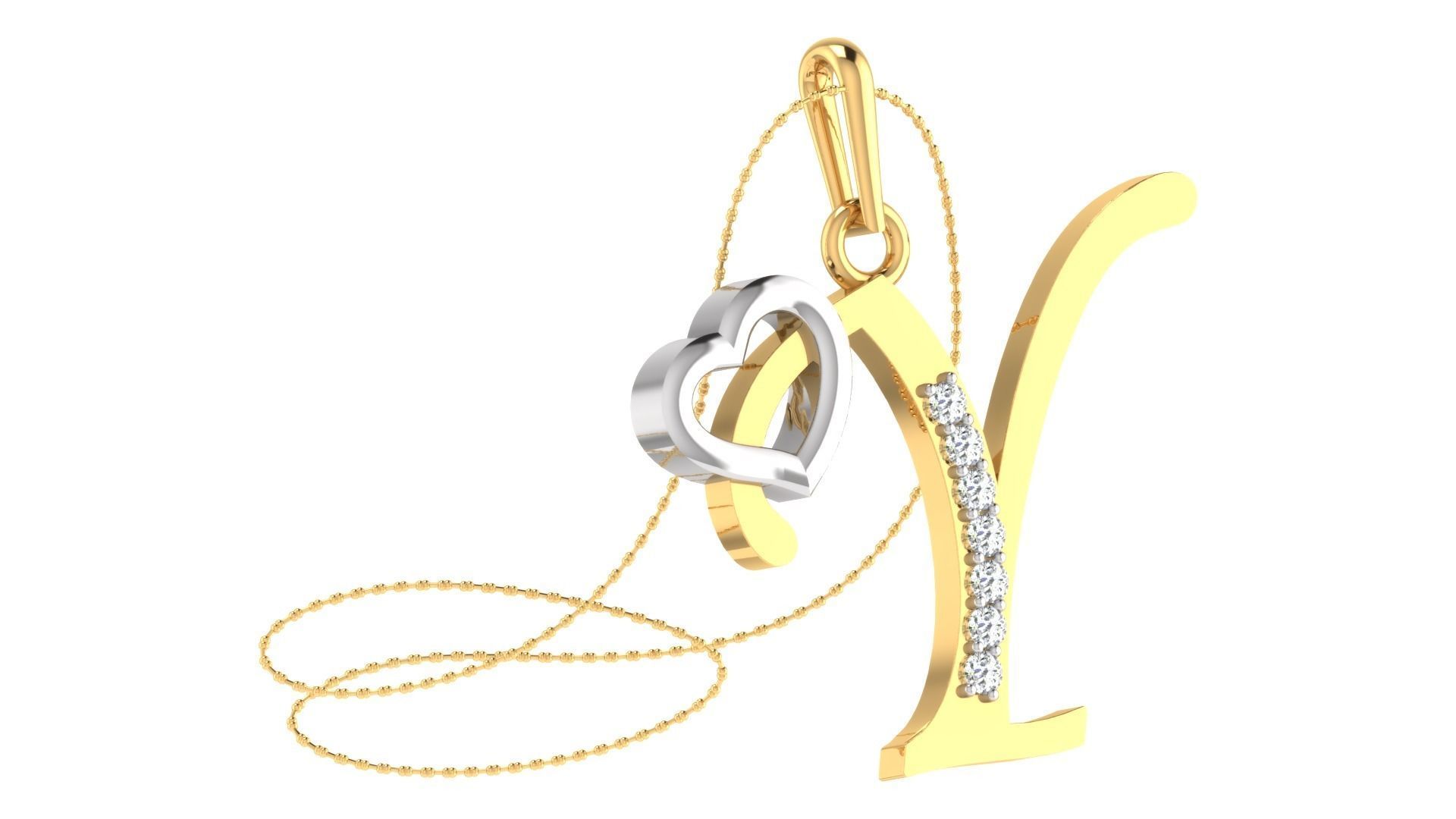 Y Alphabet Pendant Y Heart Pendant 3D print model_1