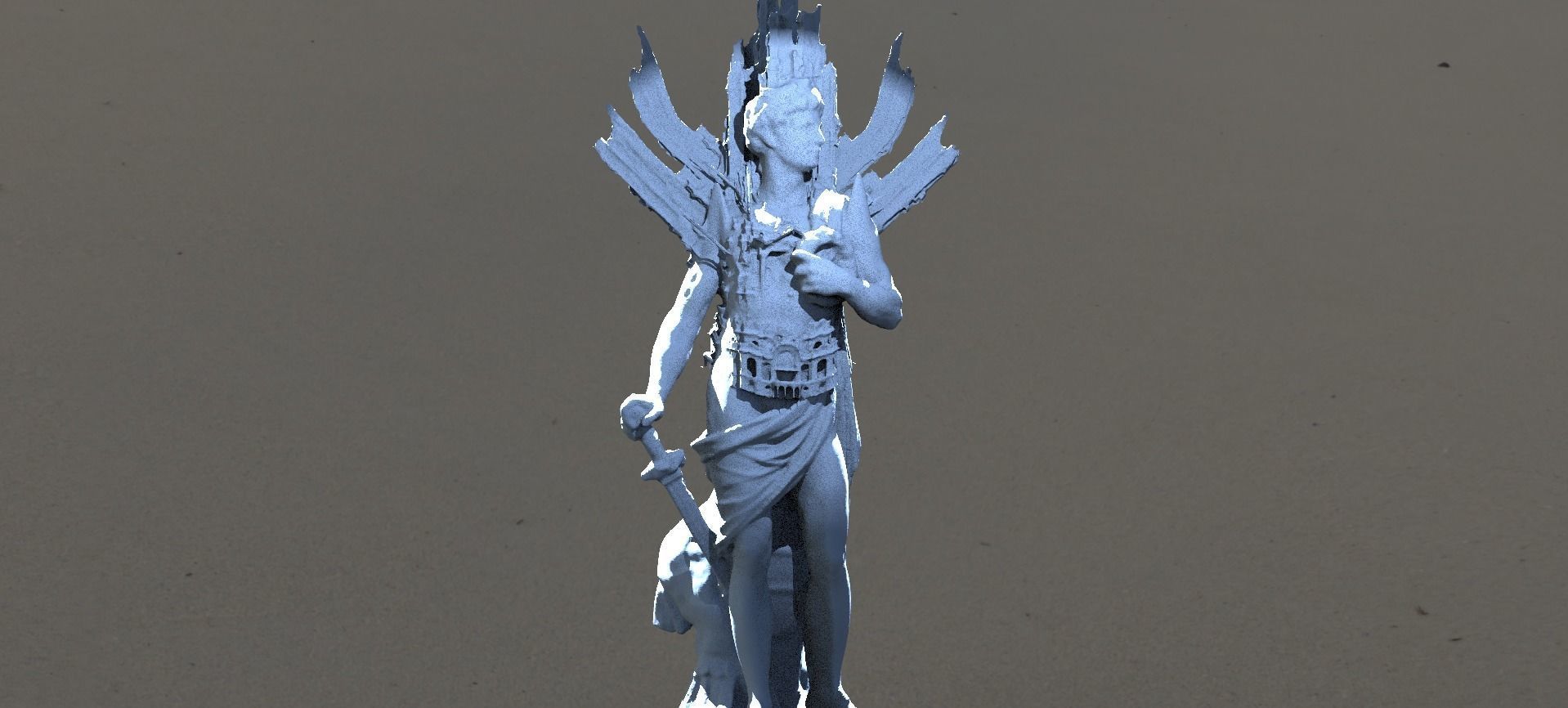 Roman God Mars abstract statue Wings 1 3D model_1