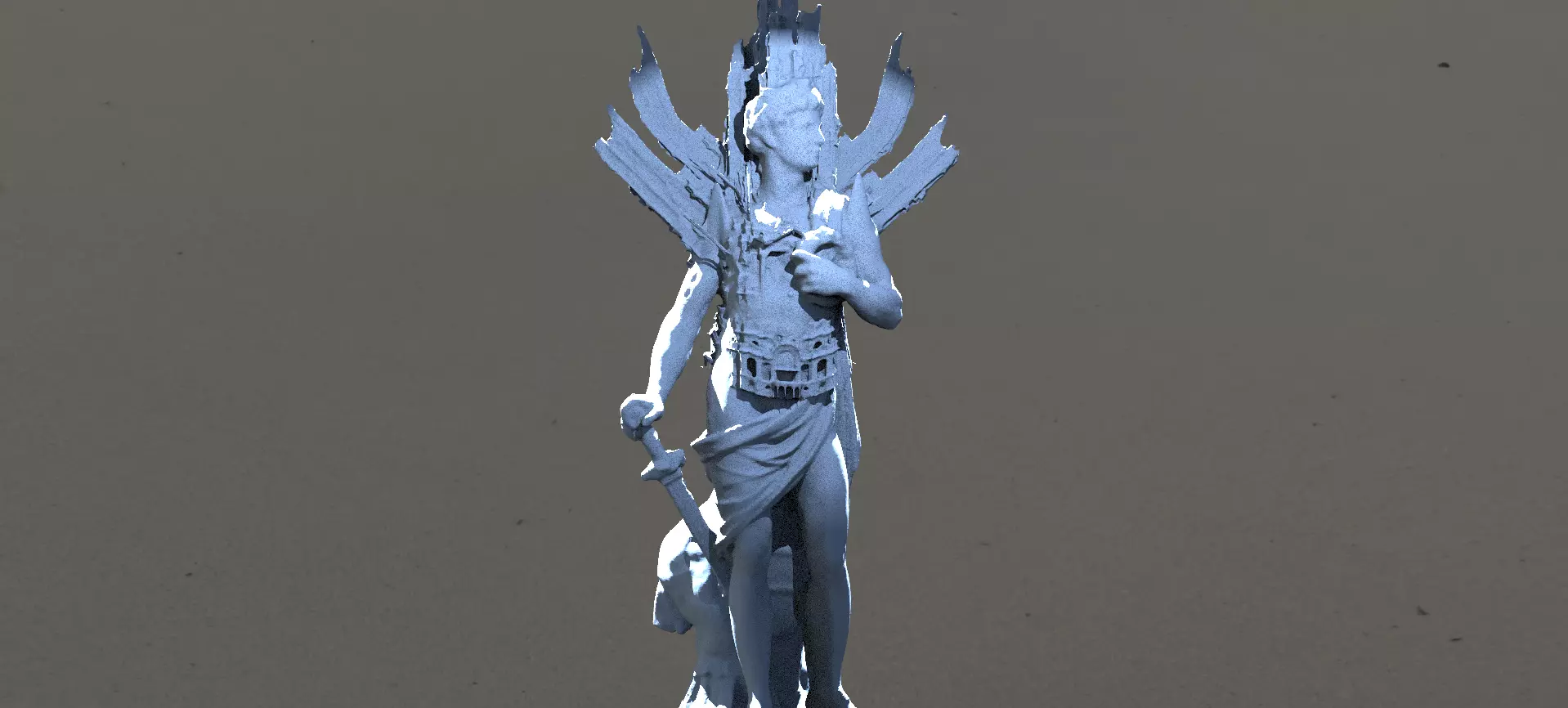 Roman God Mars abstract statue Wings 1 3D model_0