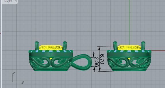 Oval Halo Earring Pendant Set 1661 3D print model_6