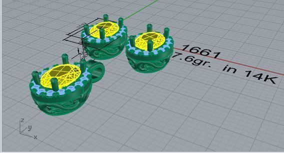 Oval Halo Earring Pendant Set 1661 3D print model_7
