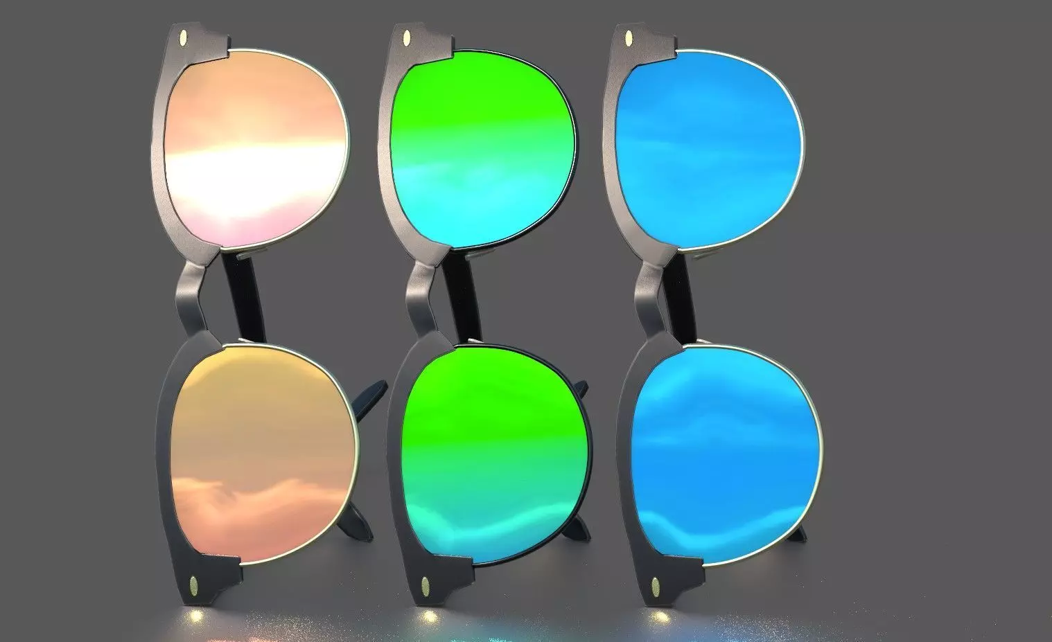 Sunglasses mirrored 3D model_0