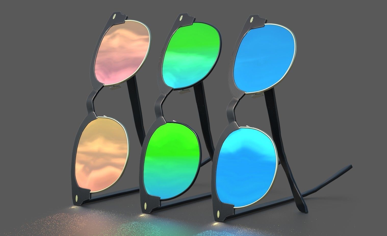 Sunglasses mirrored 3D model_2