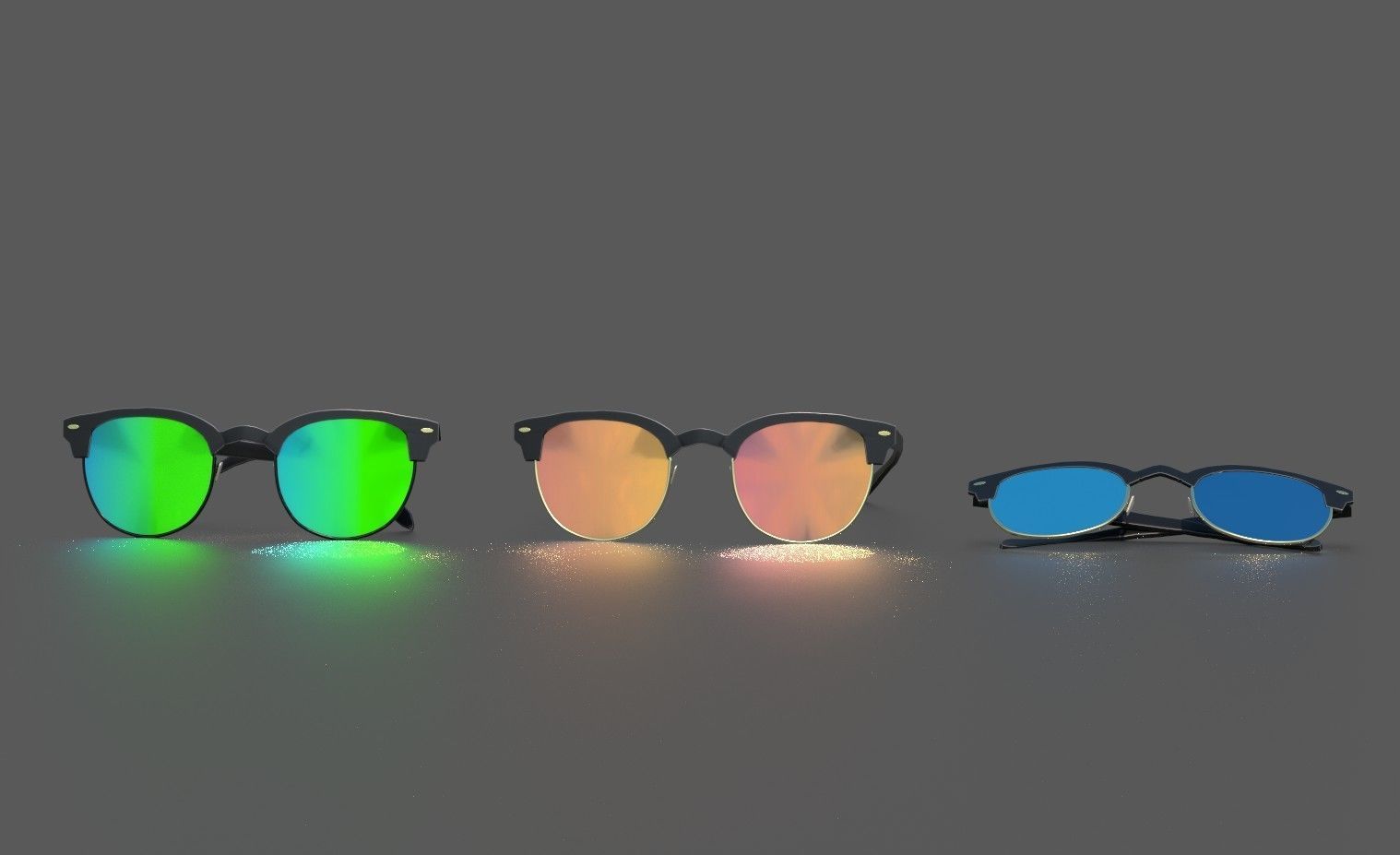 Sunglasses mirrored 3D model_1