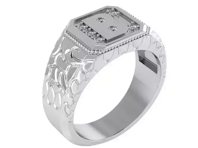 B Letter Signet Ring 1663