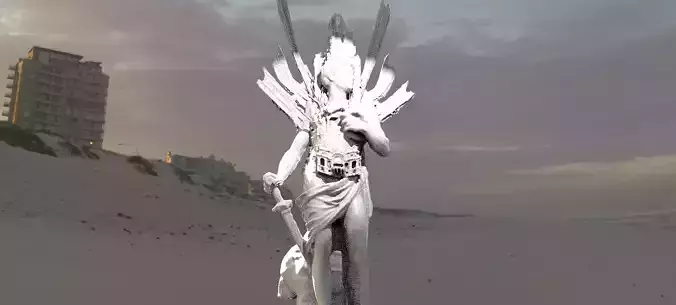 Roman God Mars abstract Wings white