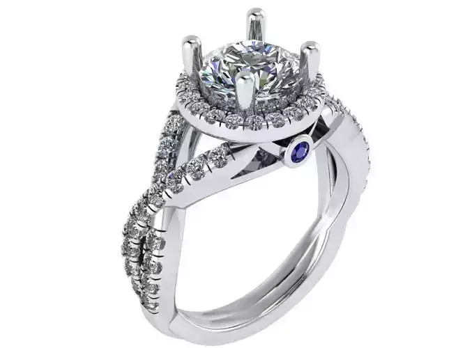 Round Halo Twisted Ring 1667