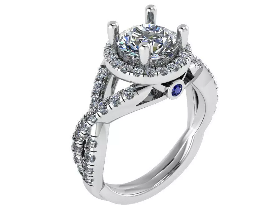 Round Halo Twisted Ring 1667 3D print model