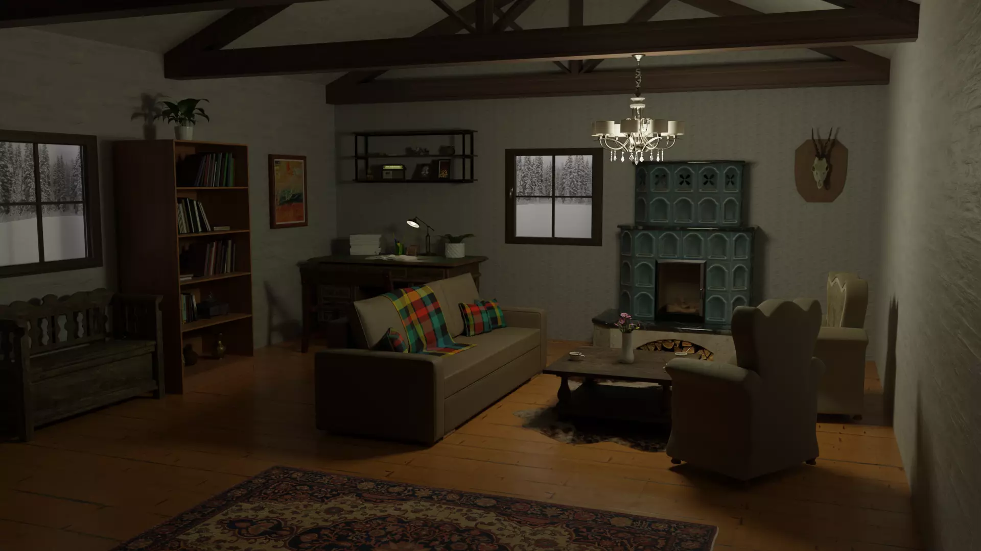 old living room Free 3D model