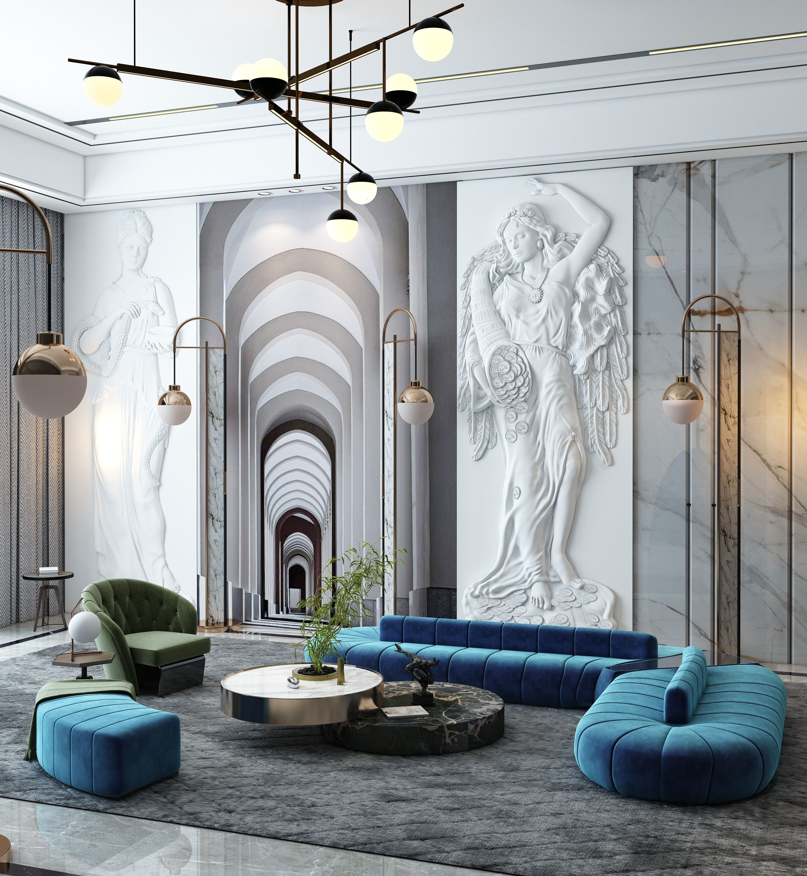 curved sofa 3D model Low-poly 3D model_1