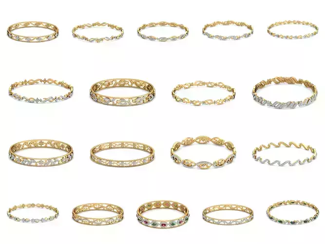 19 Women Bangles 3dm STL OBJ FBX Renders details