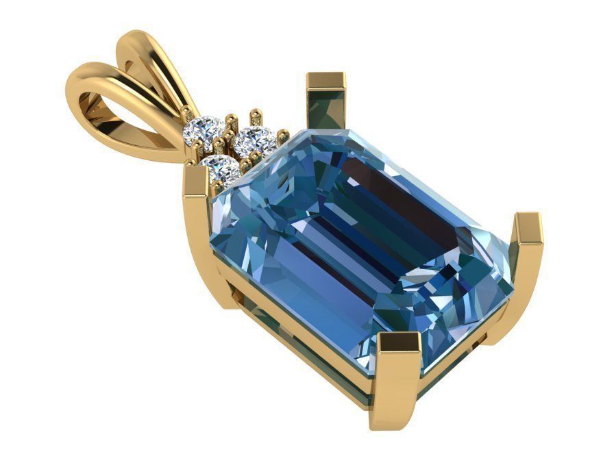 Emerald Pendant 1676 3D print model_1