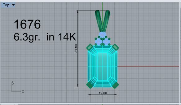 Emerald Pendant 1676 3D print model_4