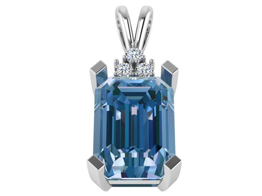 Emerald Pendant 1676 3D print model_2