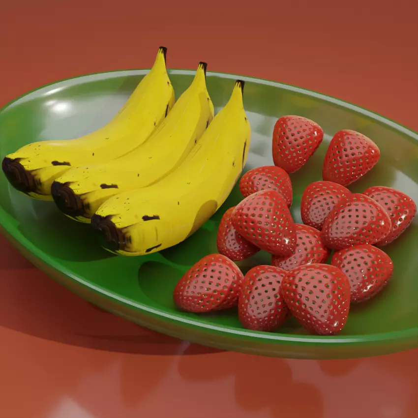 Banana and Strawberry 3D model_0