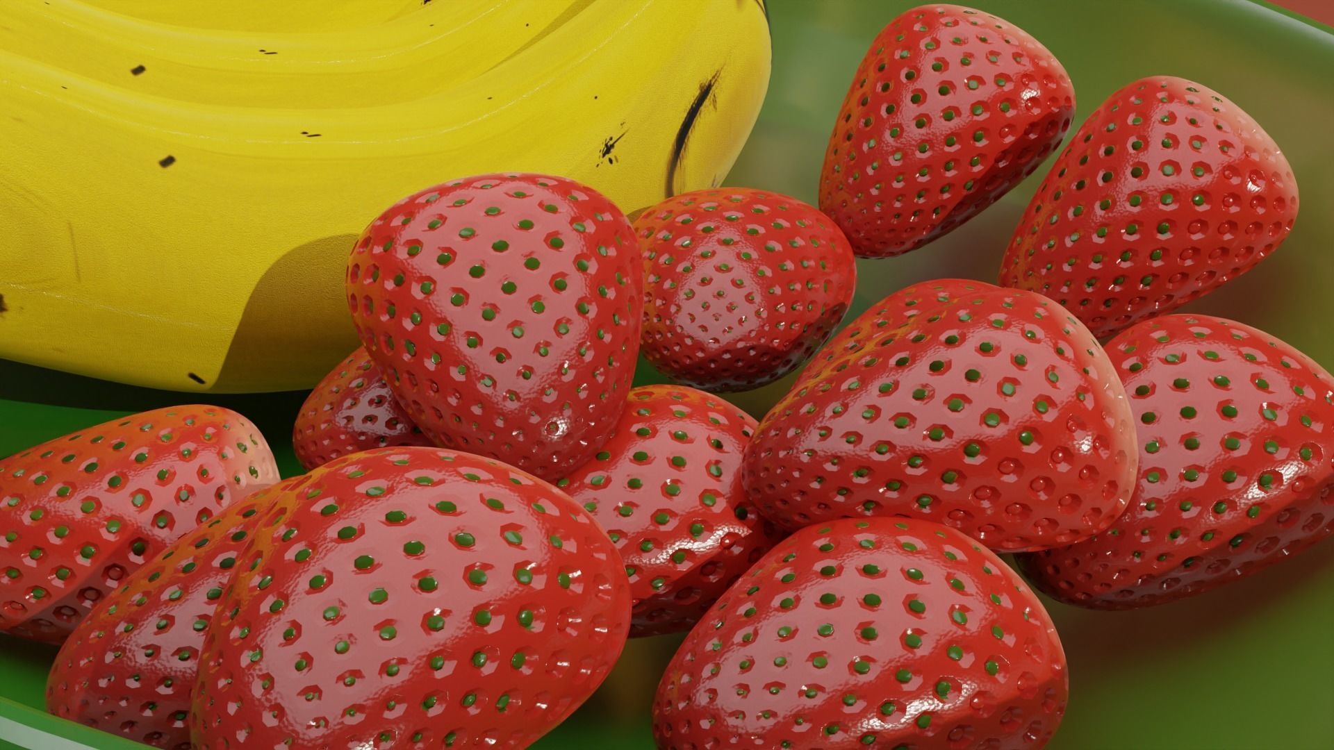 Banana and Strawberry 3D model_1