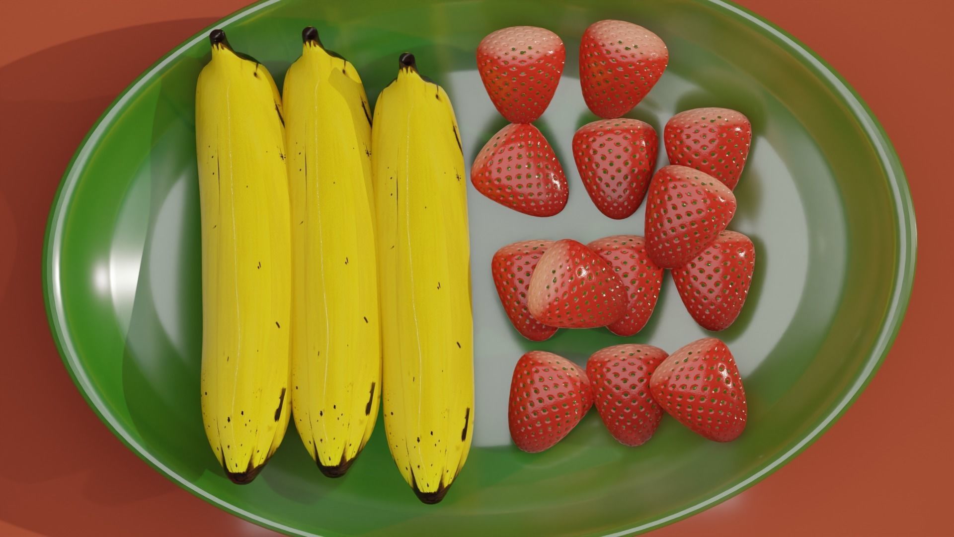 Banana and Strawberry 3D model_3
