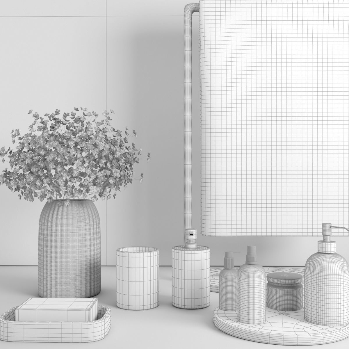 bathroom accessories set 50 3D model_4