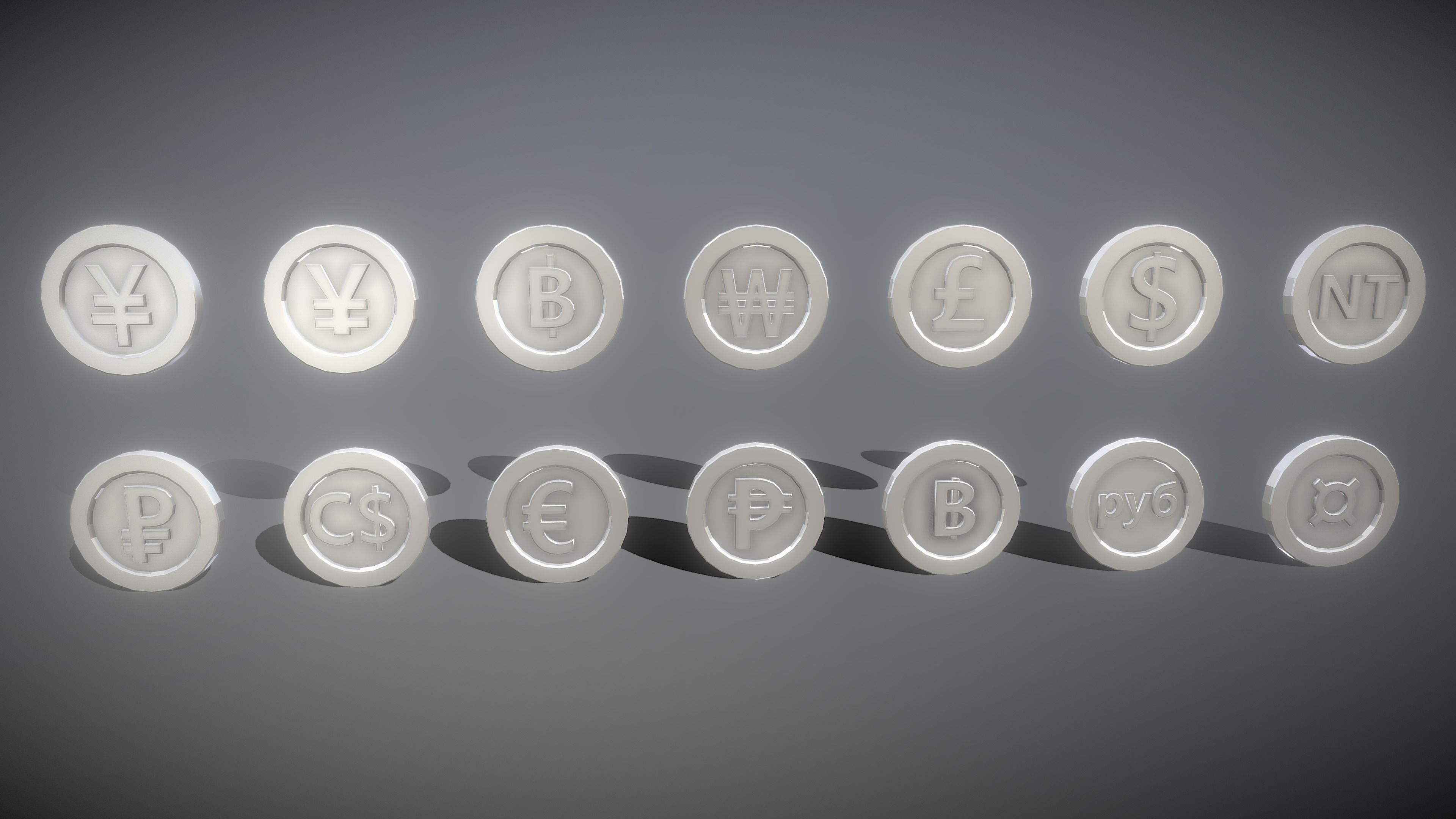Coin Pack Low-poly 3D model_2