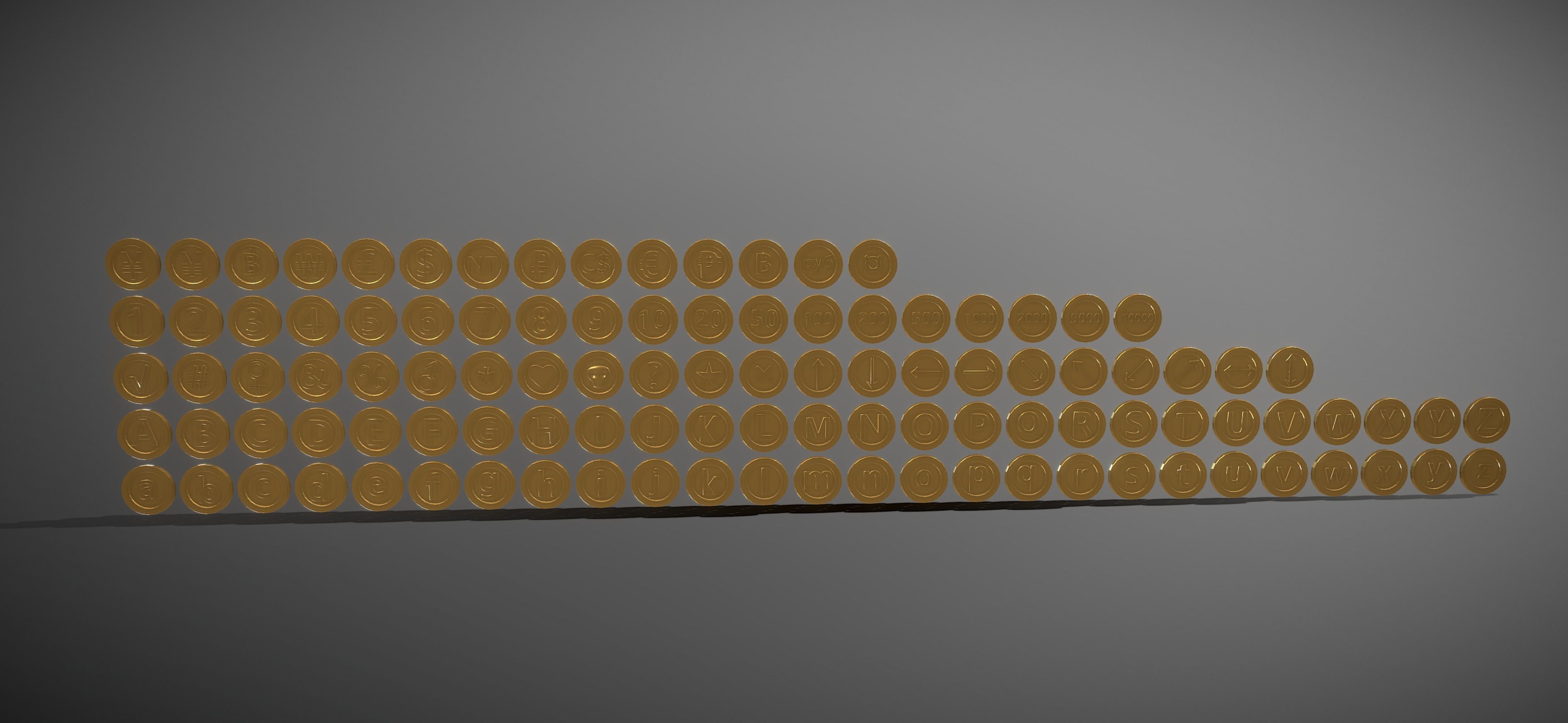 Coin Pack Low-poly 3D model_7