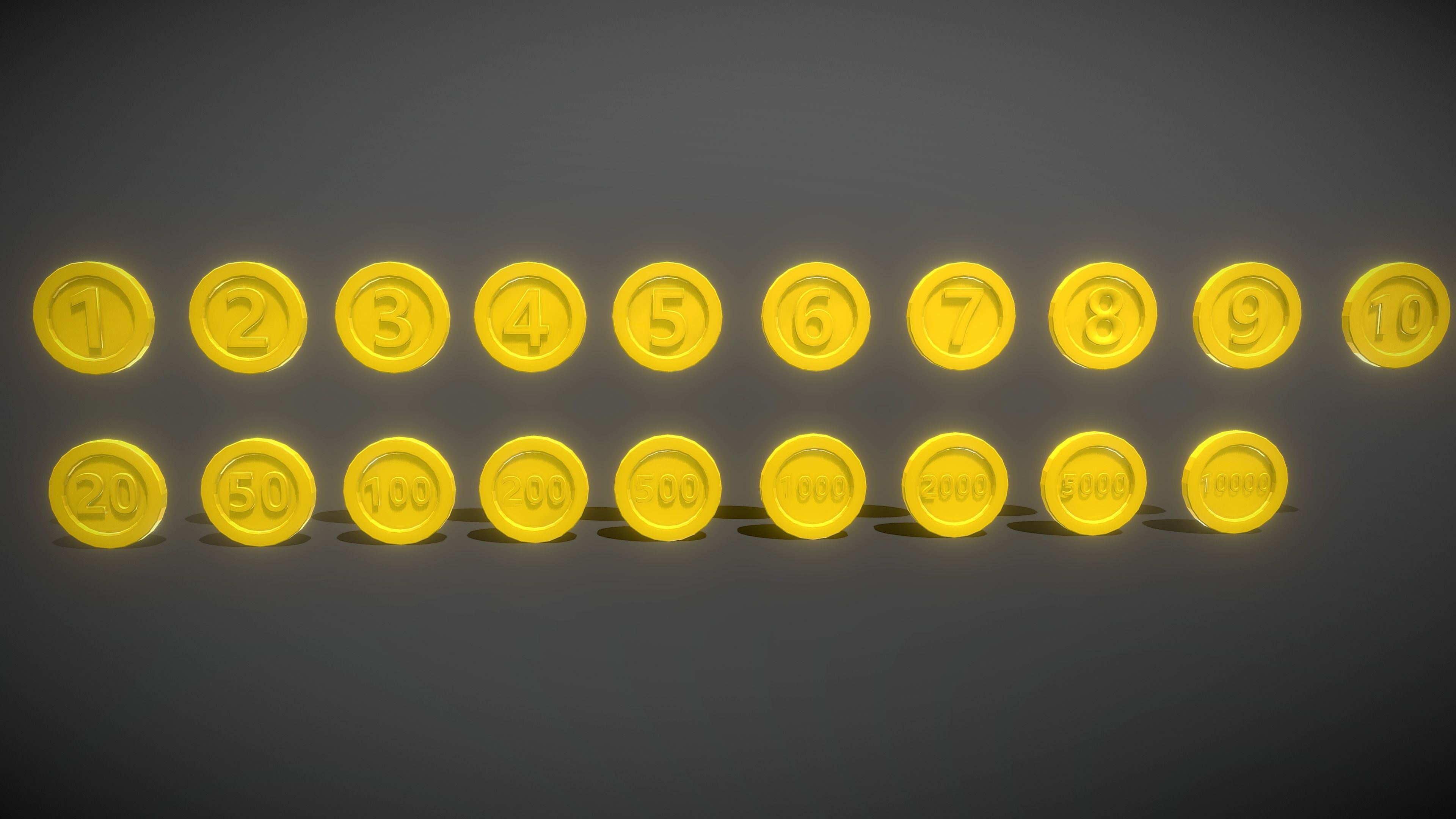 Coin Pack Low-poly 3D model_4