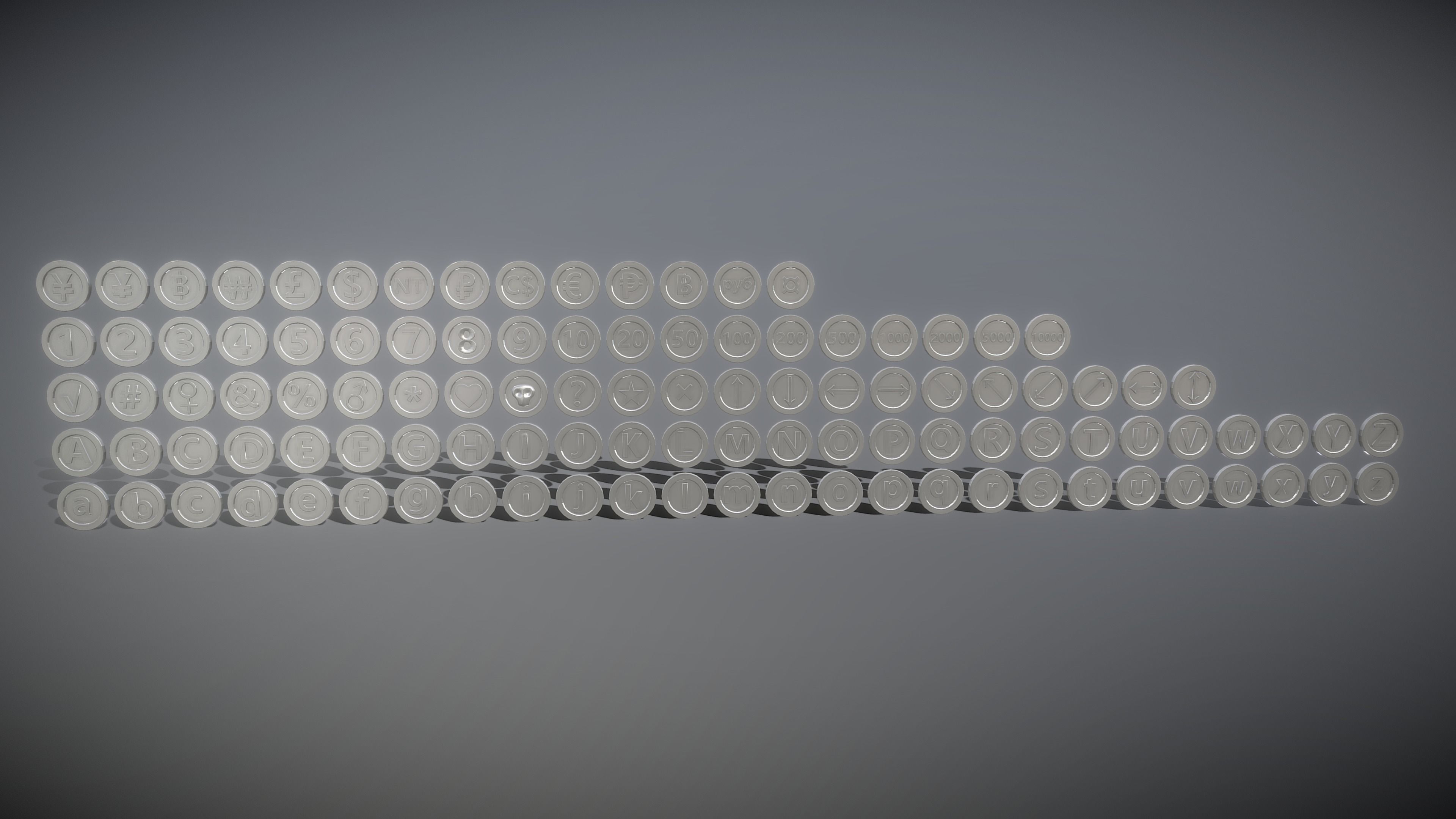 Coin Pack Low-poly 3D model_5