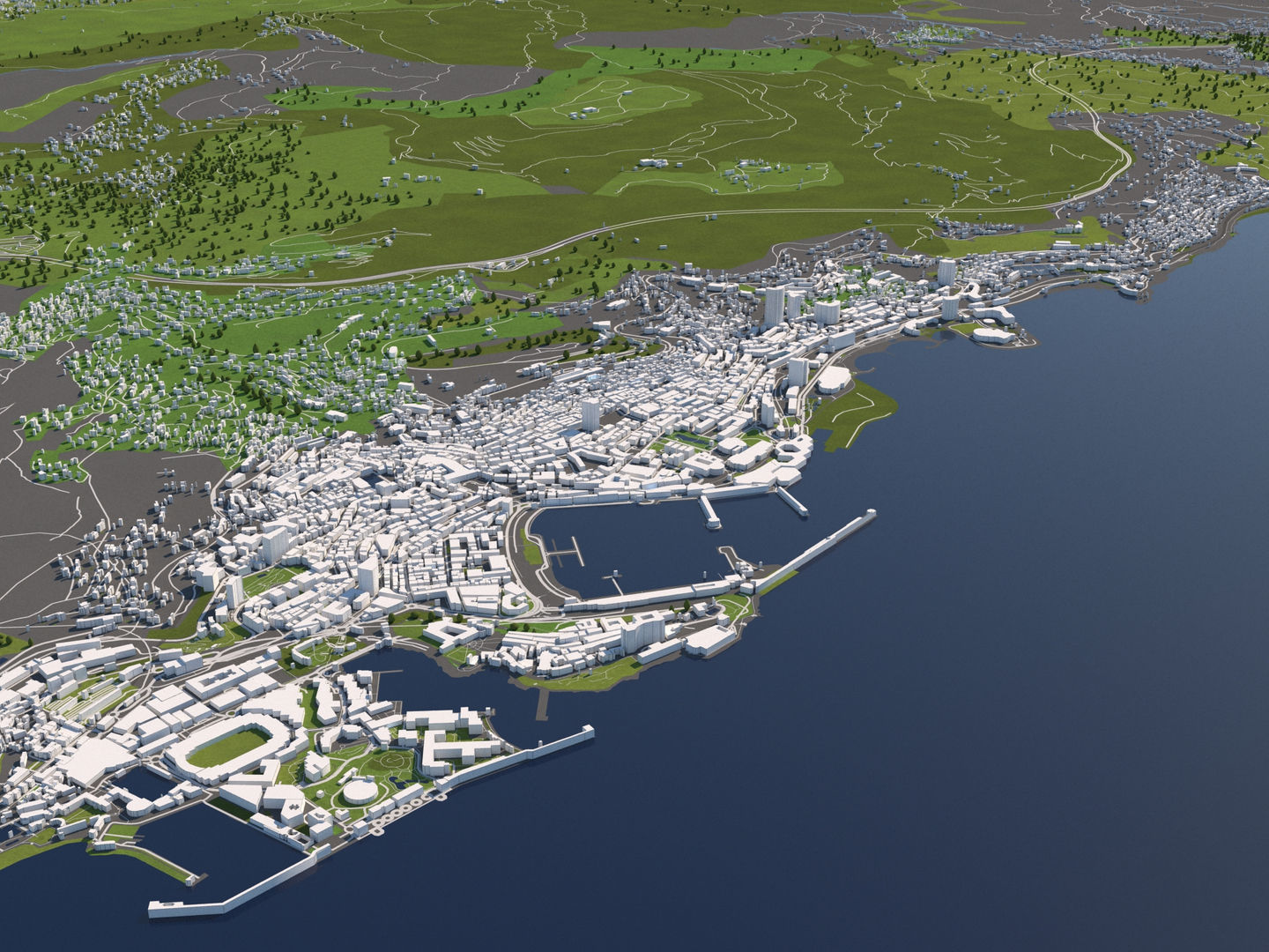 Monaco 50x50km 3D model_1