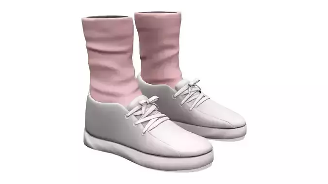 White Casual Shoes With Socks