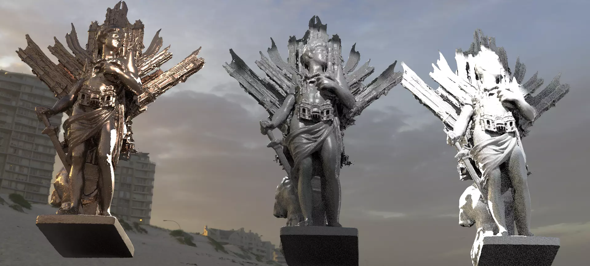 Roman God Mars Wide Wings  3D model_0