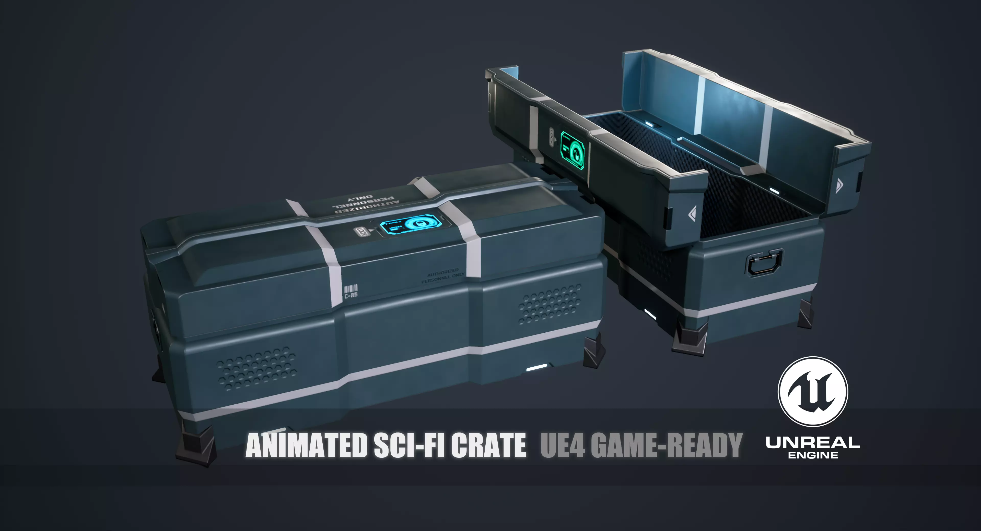 Animated Scifi Crate Low-poly 3D model_0