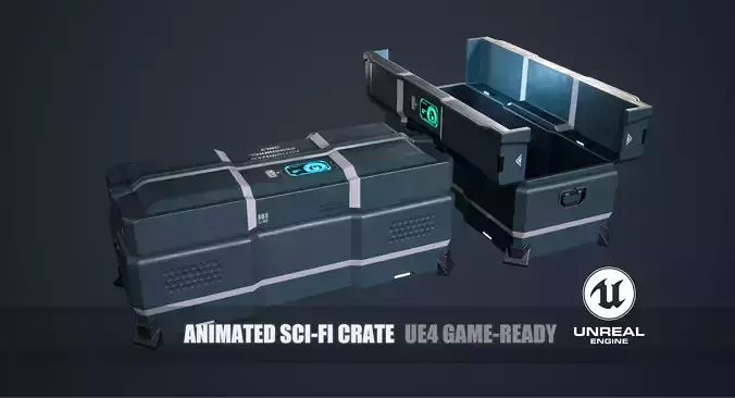Animated Scifi Crate Low-poly 3D model