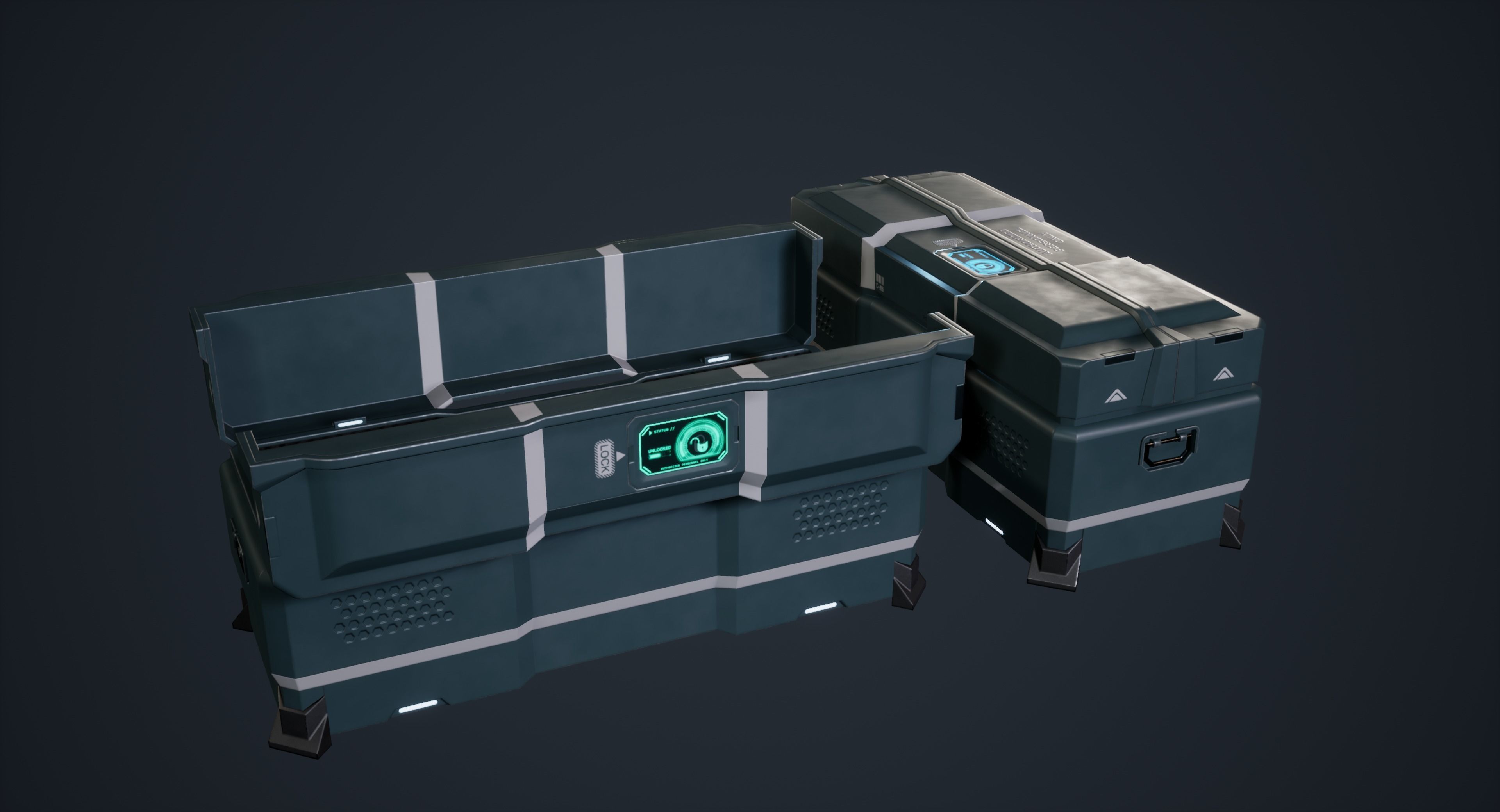 Animated Scifi Crate Low-poly 3D model_3