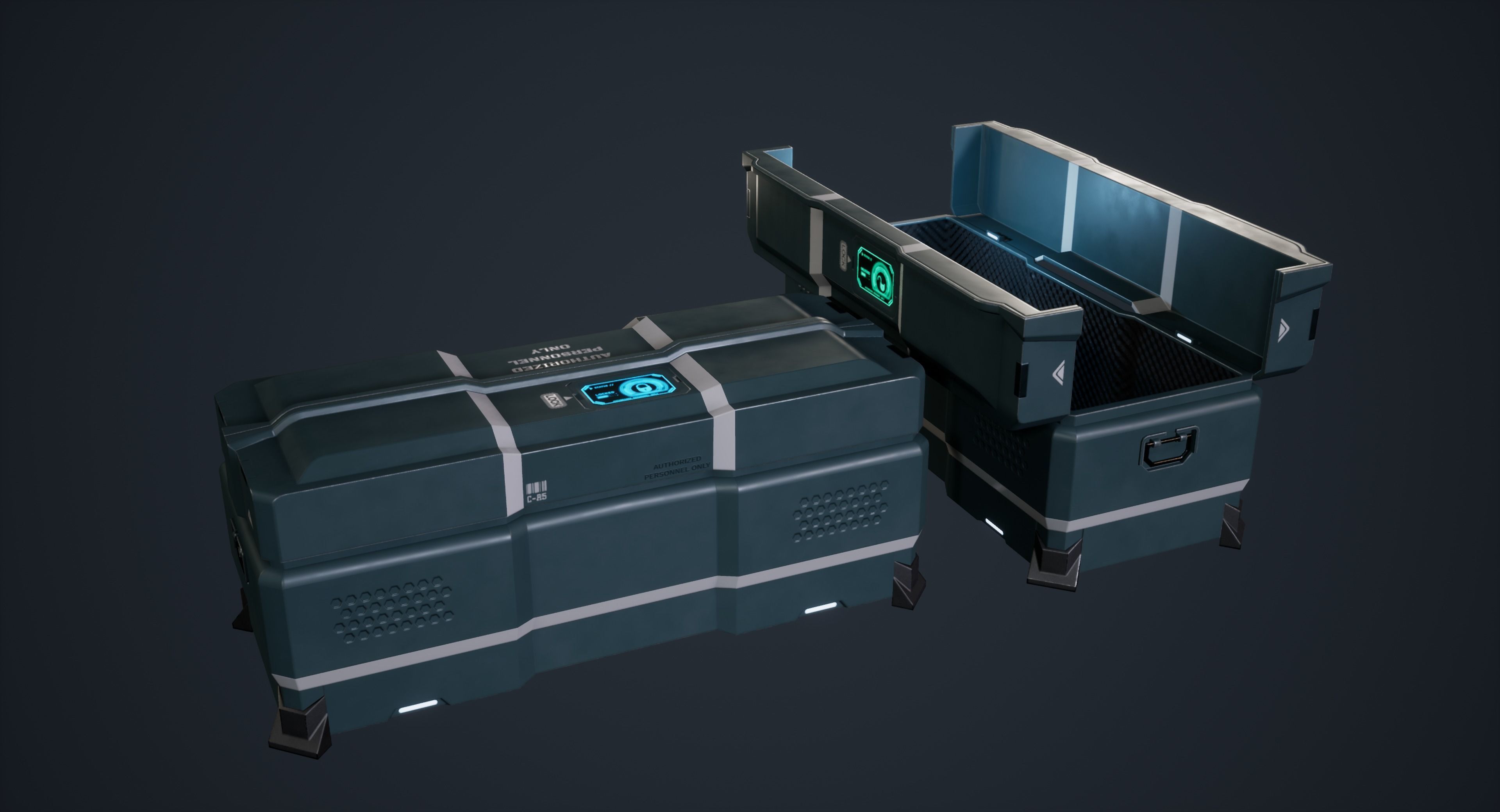 Animated Scifi Crate Low-poly 3D model_2