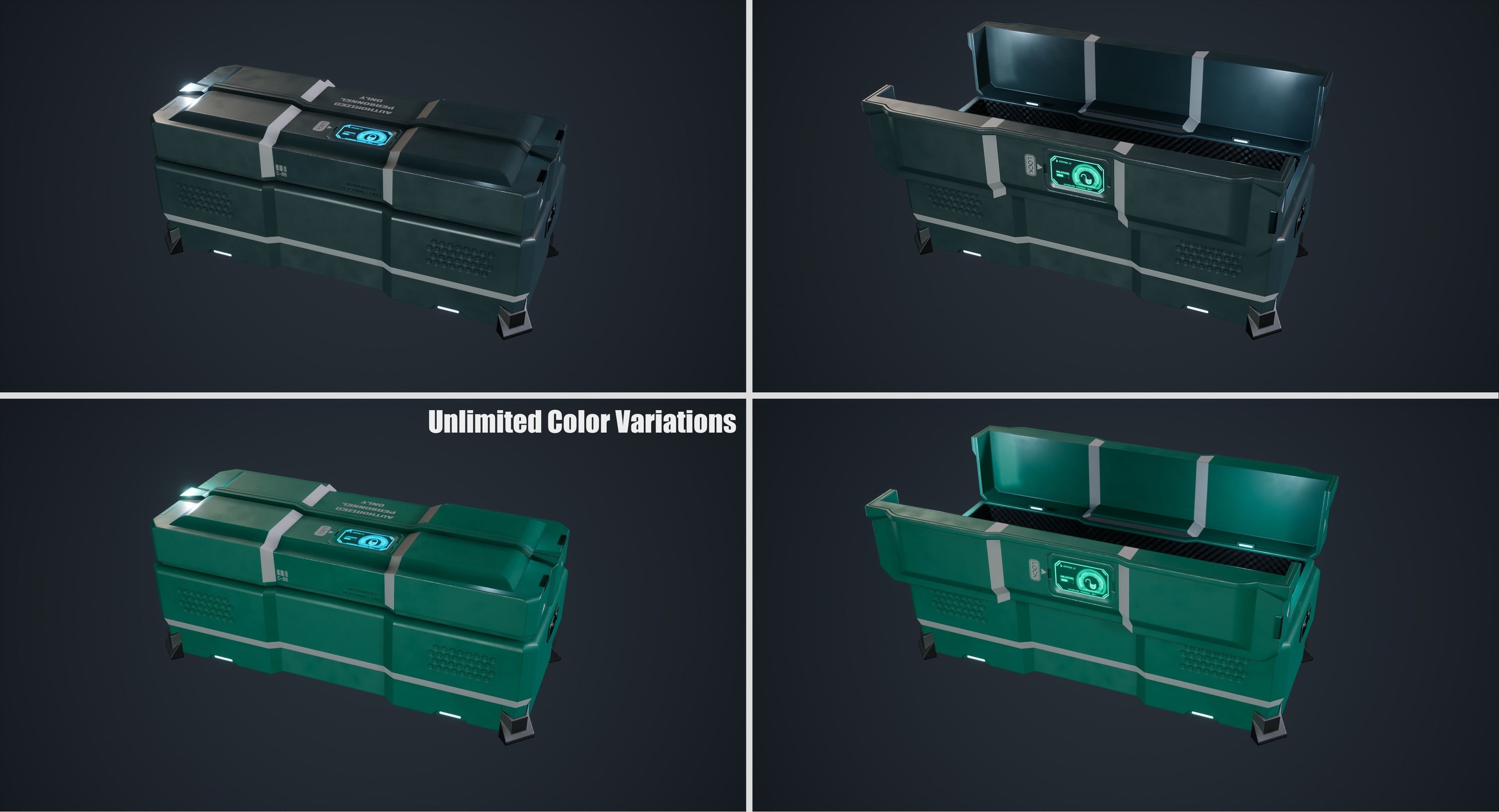 Animated Scifi Crate Low-poly 3D model_7