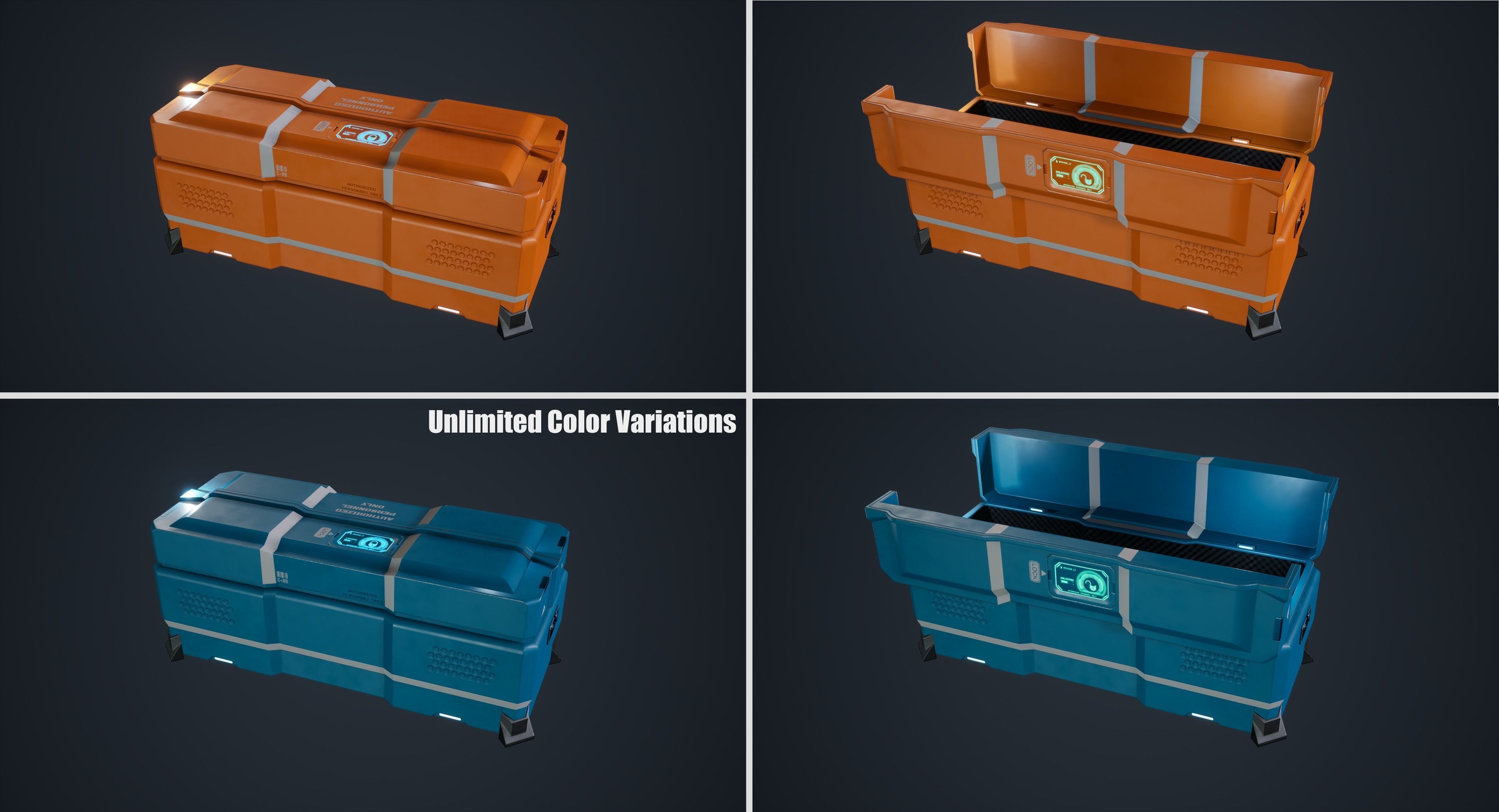 Animated Scifi Crate Low-poly 3D model_6