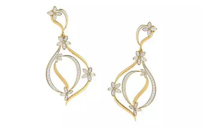 Women Drop Earrings 3dm STL OBJ FBX Renders Details