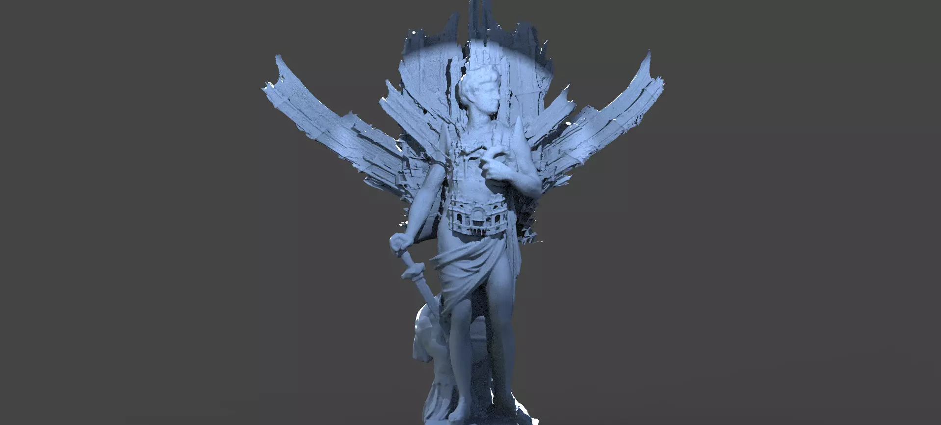 Roman God Mars Wide Wings 2  3D model_0