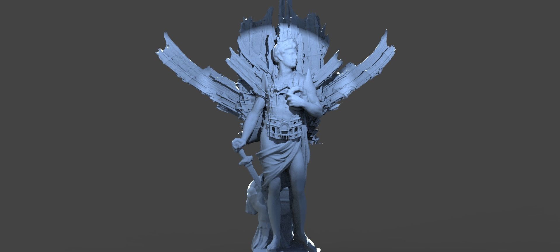 Roman God Mars Wide Wings 2  3D model_1