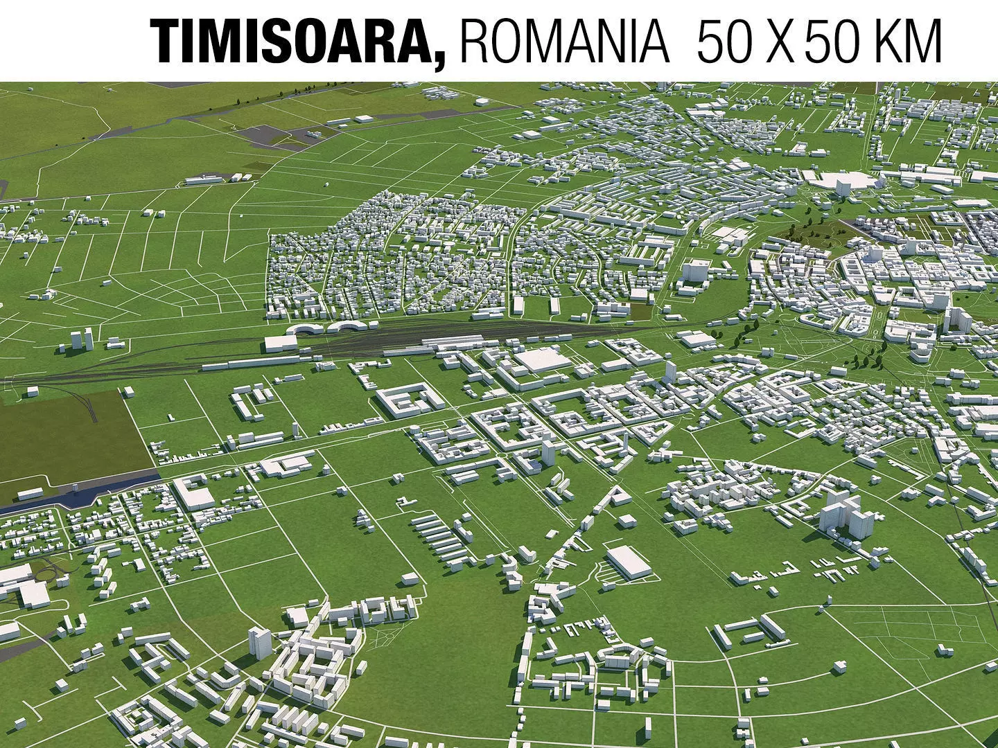 Timisoara Romania 50x50km 3D model_0