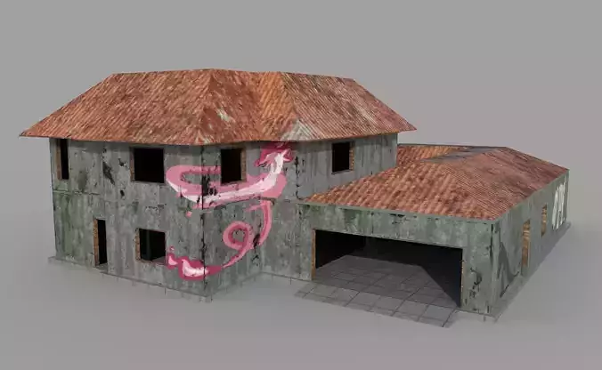 Game Building Low poly With PBR Texture Low-poly 3D model