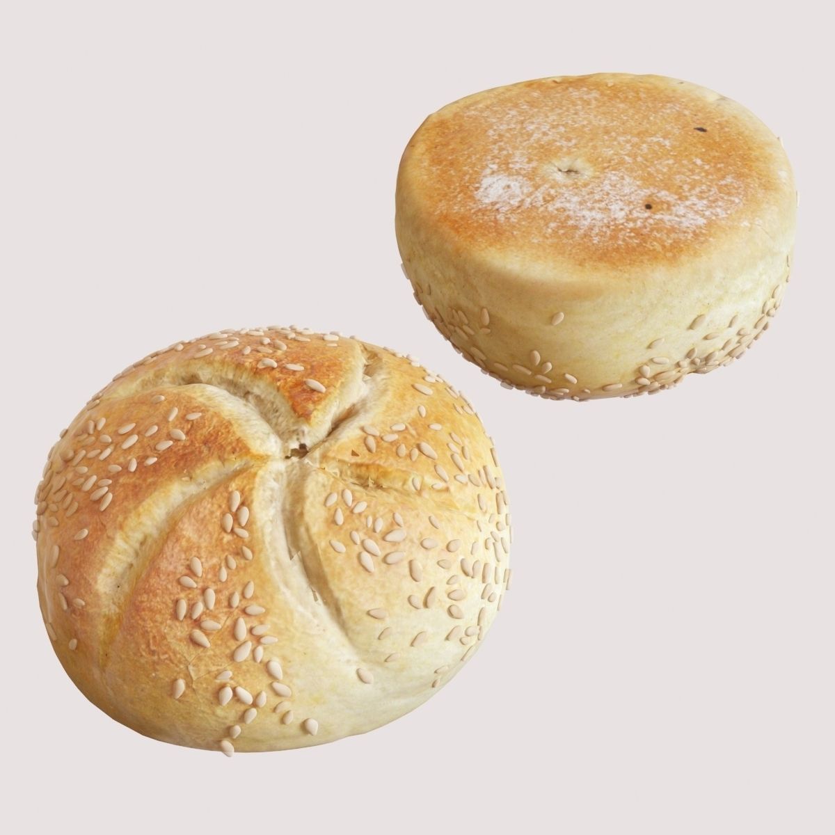 White Bread Bun Mid-Poly 3D model_4